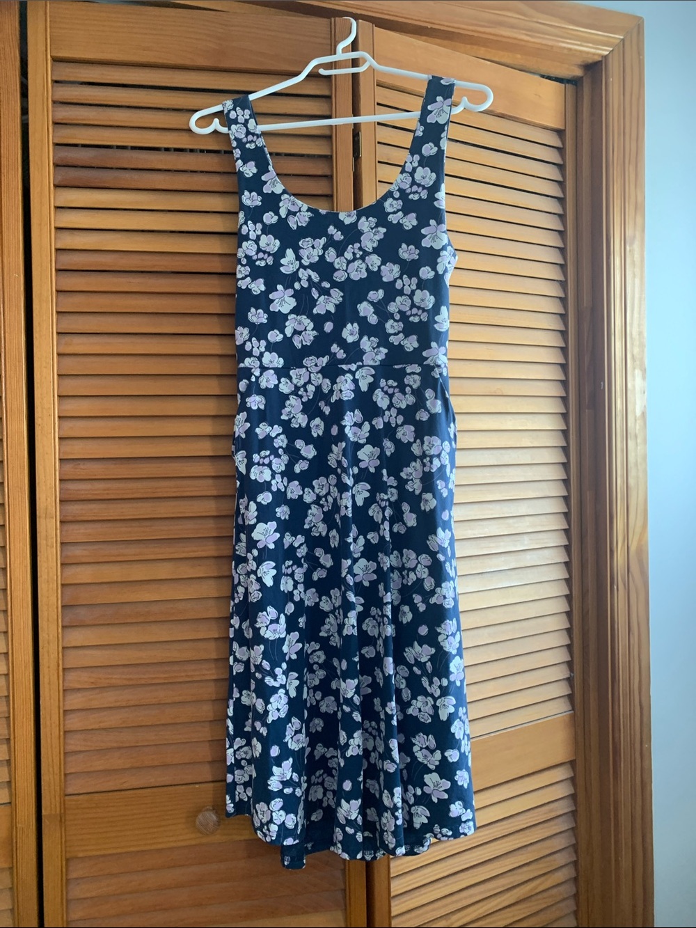 Pact Navy Floral Scoop Neck Midi Dress